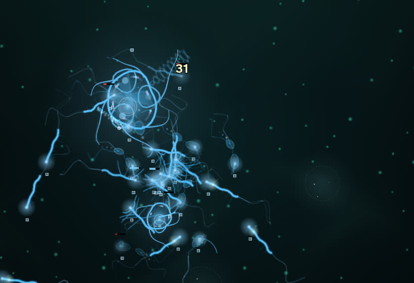 A Slither nucleus trailing a vortex of flagella